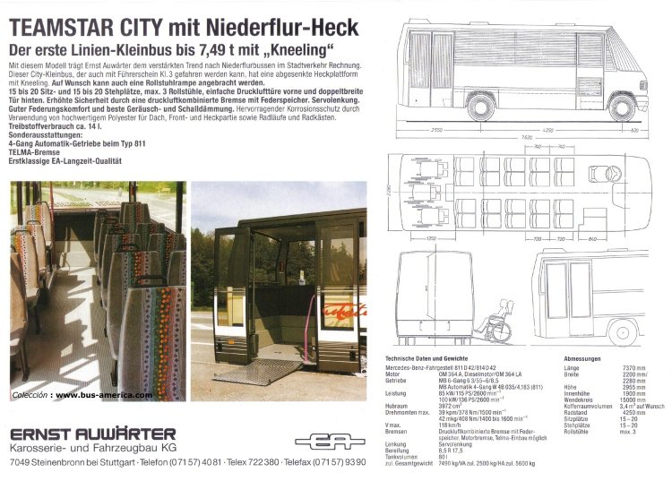 Mercedes-Benz O 811 D & O 814 D - Ernst Auuwarter TeamStar City
Folleto de carrocería Ernst Auwarter
