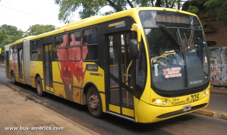 Volvo B12 - Busscar Urbanuss Pluss (en Argentina) - Don Casimiro
GKL109

Línea ¿01? Centro-Directo-Campus (Posadas), interno 705
Sistema Integrado de Transporte Misionero, lo integran los municipios de Posadas, Candelaria, Garupa y la provincia de Misiones
