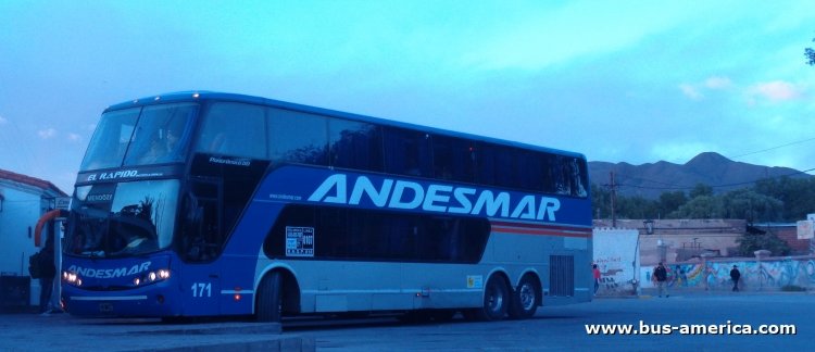Volvo B12R - Busscar Panoramico DD (en Argentina) - El Rápido Internacional , Andesmar
EUH581
http://galeria.bus-america.com/displayimage.php?pid=38406

El Rápido Internacional - Andesmar, interno 171
