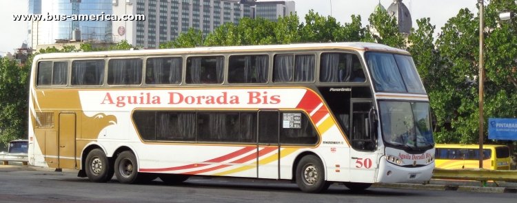 Volvo B12R - Busscar Panoramico DD (en Argentina) - Aguila Dorada
FKX226

Aguila Dorada Bis, interno 50
