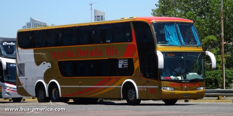 Volvo B12R - Marcopolo Paradiso G6 1800 DD (en Argentina) - Aguila Dorada Bis
KTB181

Aguila Dorada Bis, interno 88
