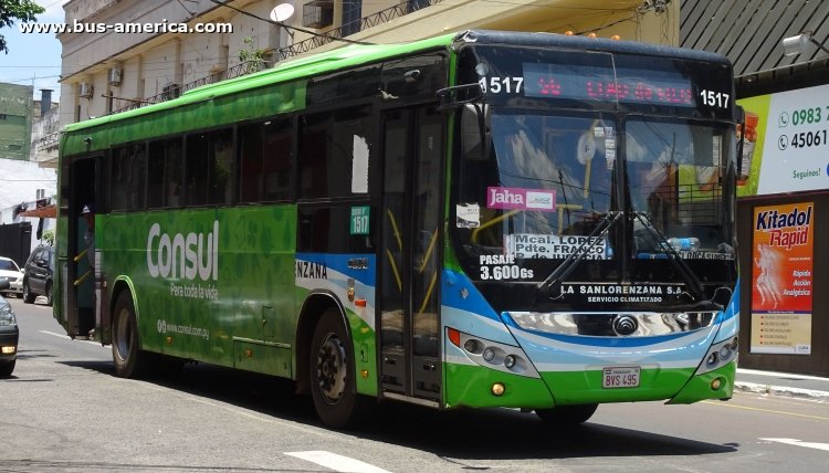 Yutong ZK6118HGA (en Paraguay) - La Sanlorenzana
BVS 495

Línea 56 (Asunción), unidad 1517
