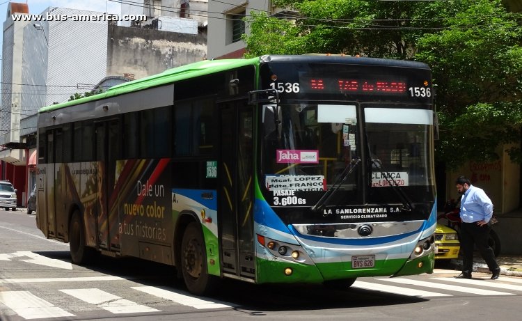 Yutong ZK6118HGA (en Paraguay) - La Sanlorenzana
BVS 626

Línea 56 (Asunción), unidad 1536
