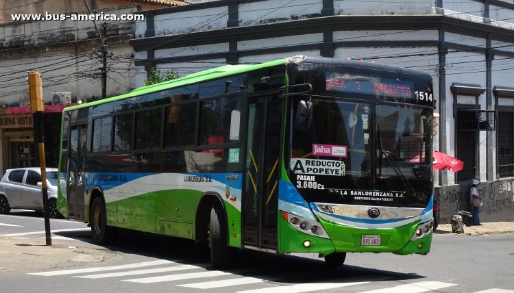 Yutong ZK6118HGA (en Paraguay) - La Sanlorenzana
BVS 483

Línea 56 (Asunción), unidad 1514
