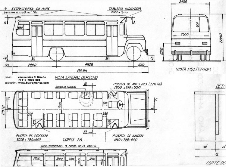 Ford B-7000 - El Diseño M-F-B-7000-001
Plano de carrocerías El Diseño, presentado ante el M.O.y S.P de la Nación
