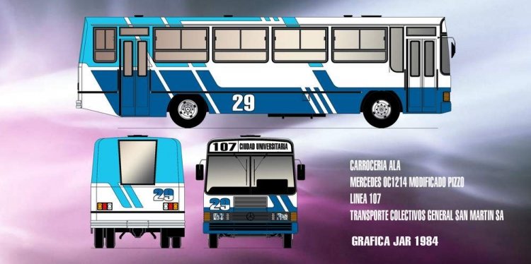 ALA OC1214
CARROCERIAS ALA BUENOS AIRES
TRANSPORTES COLECTIVOS GENERAL SAN MARTIN SA
LINEA 107 - GRAFICA JAR 1984
Palabras clave: OC1214 MODIFICADO POR PIZZO