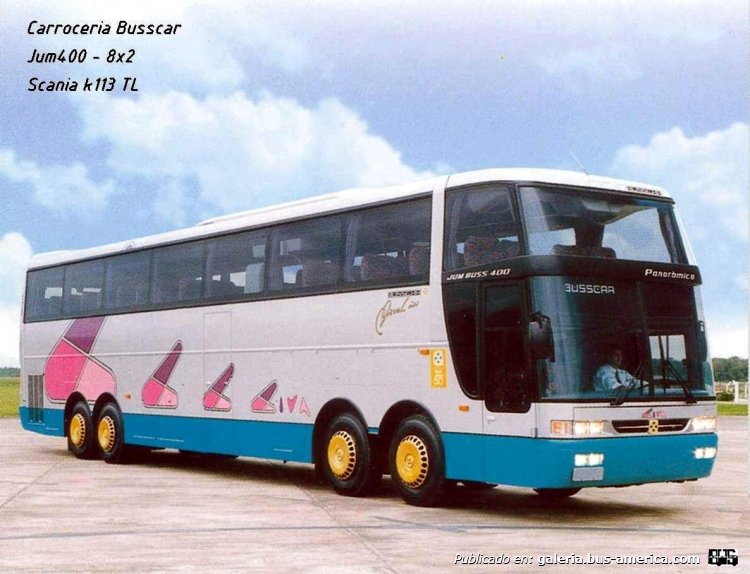 Scania K 113 - Busscar Jumbuss Panoramico 400 (para Perú) - CIVA
FOTOGRAFIA DEL FOLLETO DE BUSSCAR 1995

CARROCERIA BUSSCAR CON 3y4EJE TUTTOTRASPORTI
COLECCION JAR2000
UN RECUERDO
Palabras clave: LD