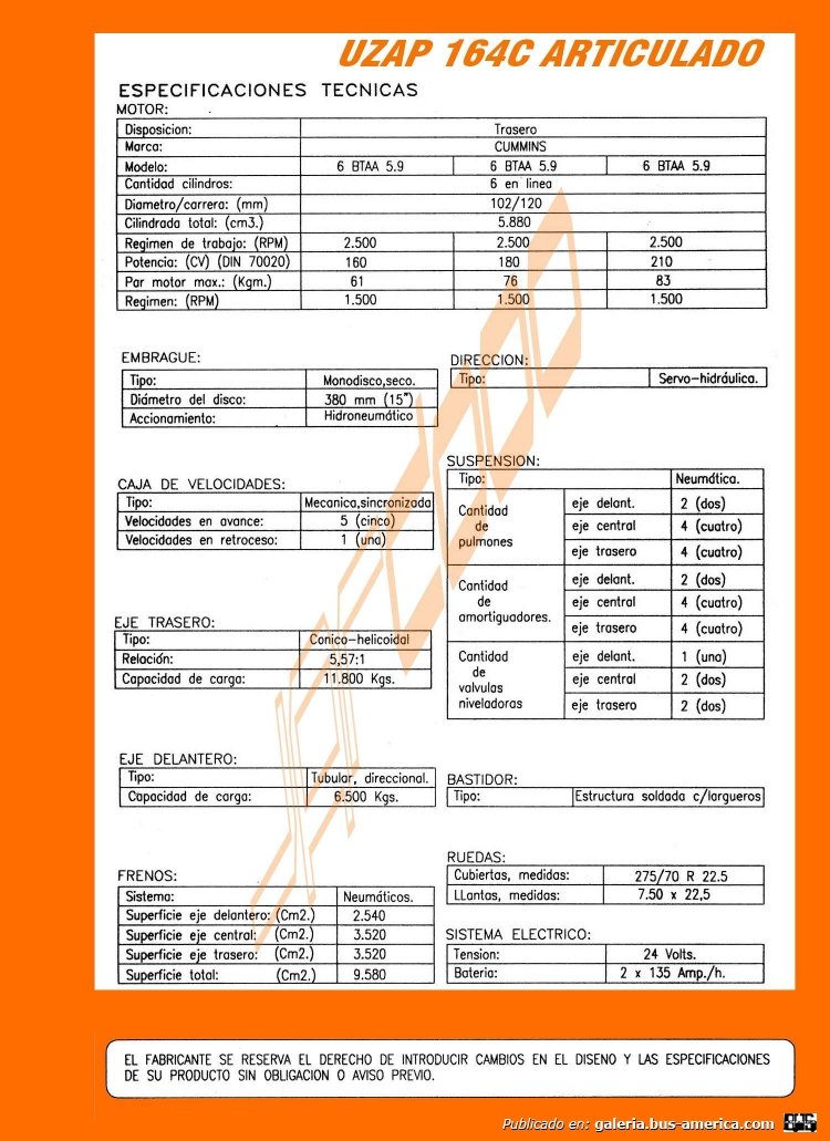 CONSTRUCCIONES METALURGICA ZANELLO SA UZAP 164 CA
[url=https://bus-america.com/galeria/displayimage.php?pid=48617]https://bus-america.com/galeria/displayimage.php?pid=48617[/url]

FOLLETO DEL CHASIS ARTICULADO
COLECCION JAR2000
Palabras clave: URBANO