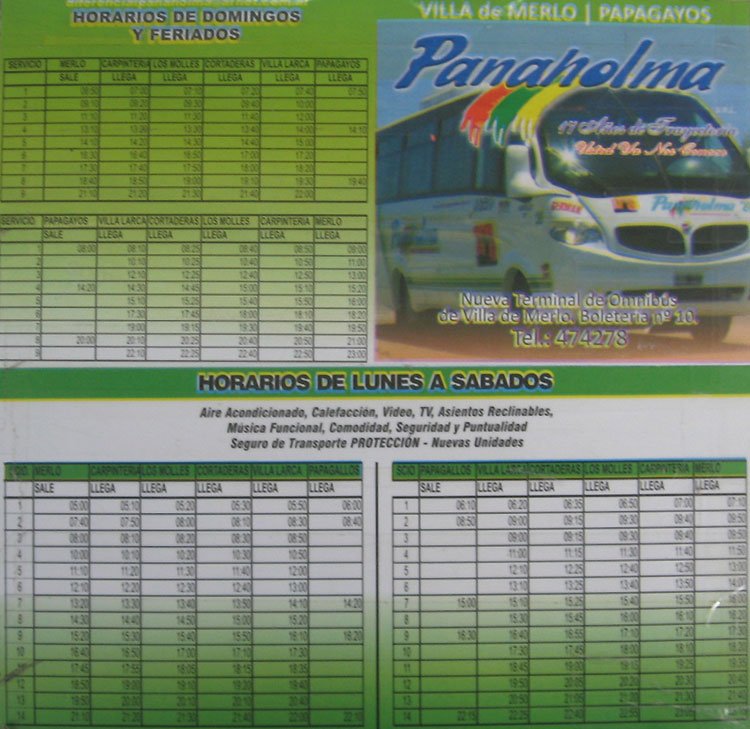 Agrale MA - Armar Dezeo - Panaholma
Planilla de horarios 2010
