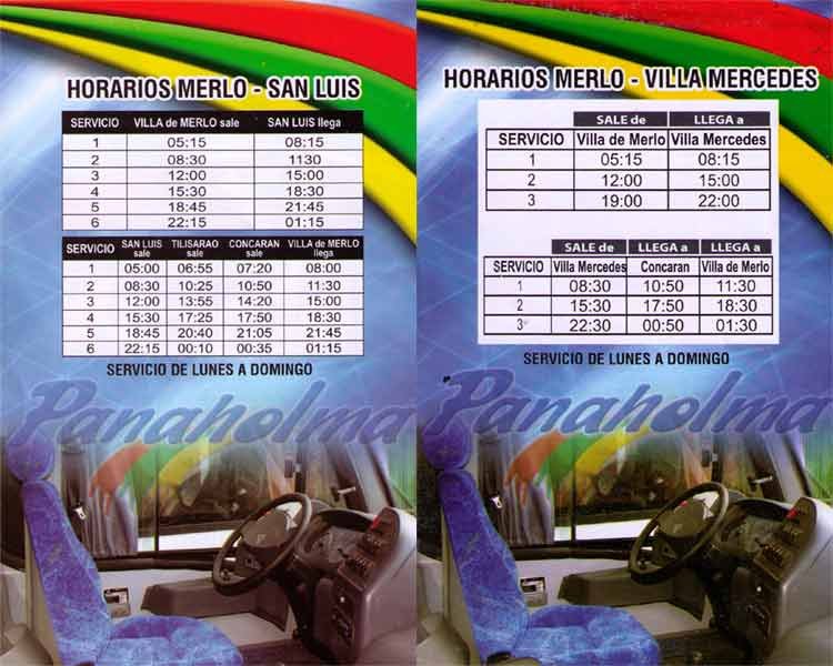 Panaholma
Planilla de horarios 2010
