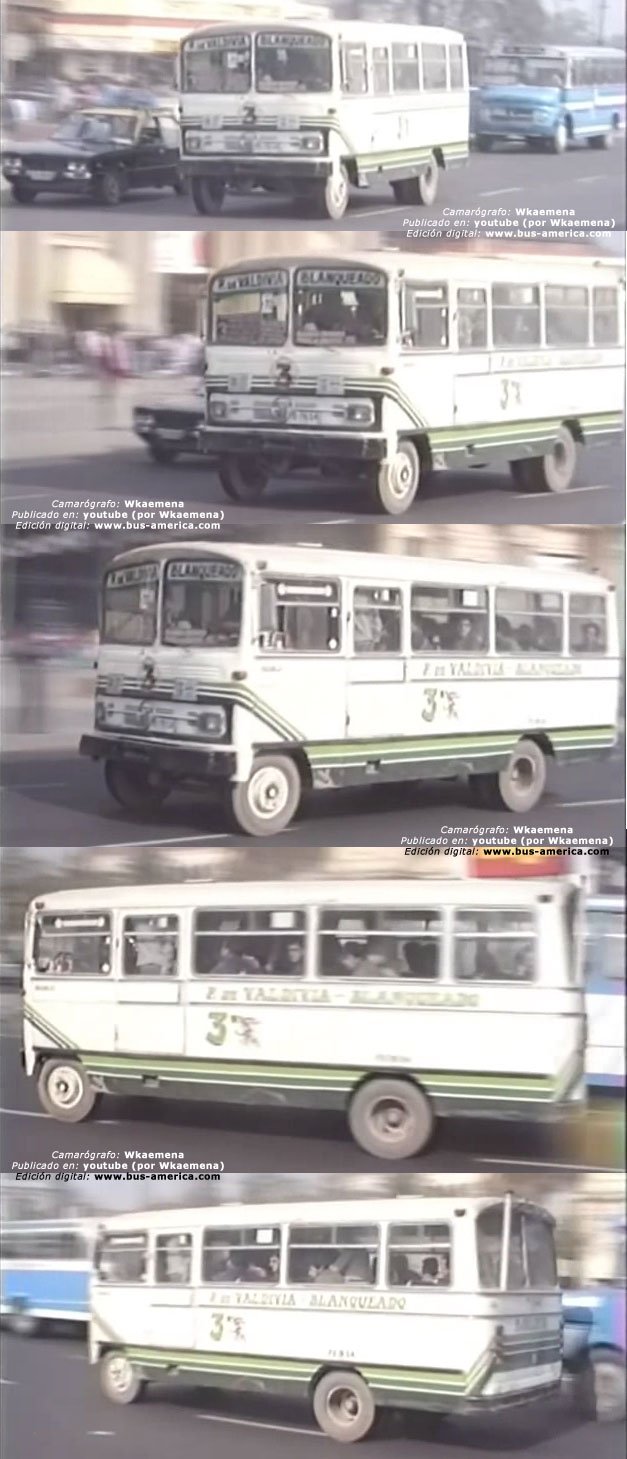 Tata 608 - Cuatro Ases - Pedro de Valdivia Blanqueado
Camarógrafo: Willy Kaemena
Fotogramas extraídos de: "Santiago de Chile, may 1989 Transit" en http://www.youtube.com/watch?v=6Kz4XV8FV_c 

