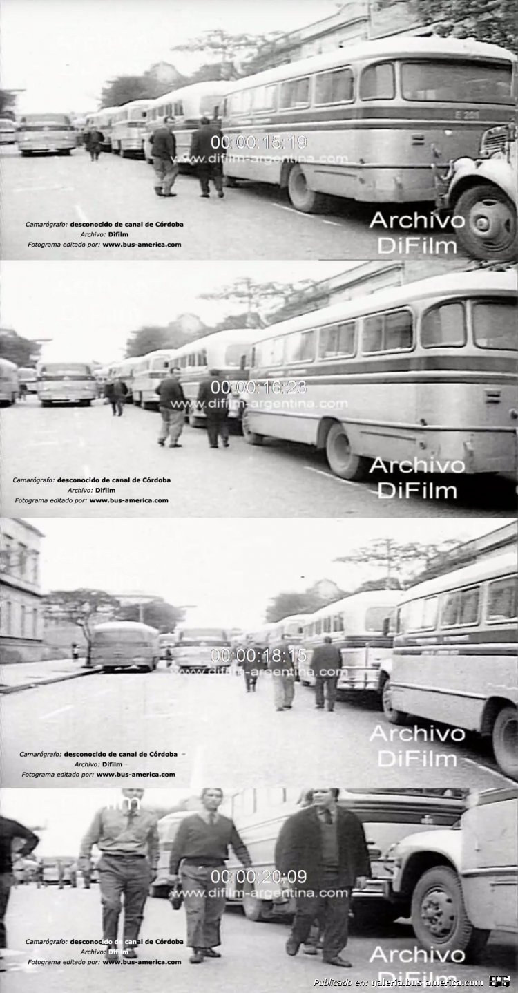 Bedford J6LZ1 - Ciudad de Córdoba
Camarógrafo: desconocido
Canal de TV de Córdoba
Archivo: Di Film

En el mismo menciona: "En mayo de 1969, los trabajadores del transporte y otros gremios declararon un paro de actividades para los días 15 y 16 en protesta por las quitas zonales y el no reconocimiento de la antiguedad por transferencia de empresas, respectivamente." Pero acá las unidades todas, ya se encuentran pintadas y con su razón social SACIF que vino luego del cambio. Asi que por lo menos es de 1970
