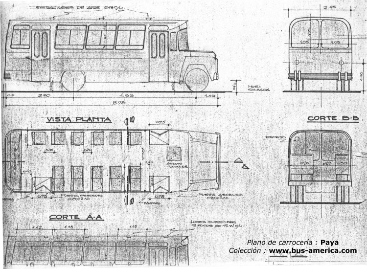 Ford B-7000 - Paya MP 37
Plano de carrocería Paya
