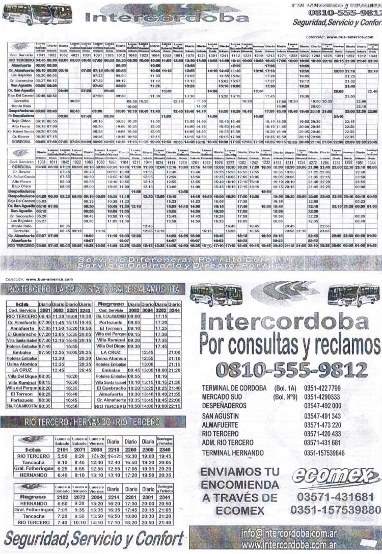 Intercodoba
Horarios
