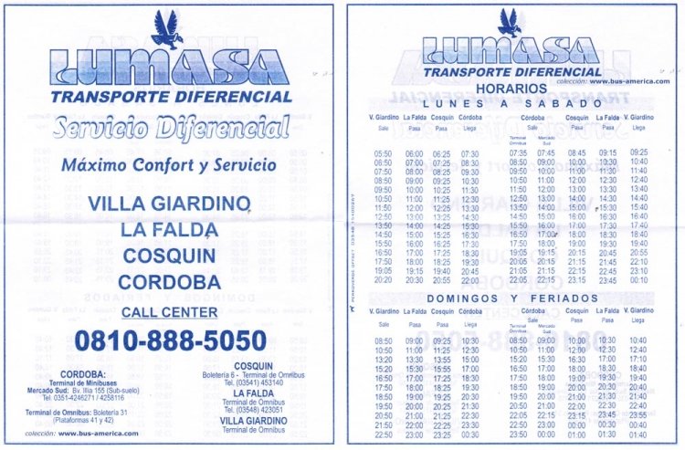 Lumasa
Horarios 2012
