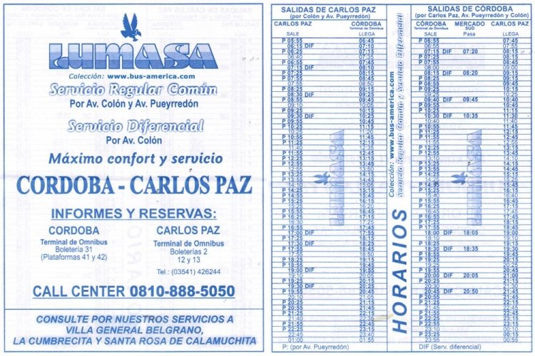Lumasa
Horarios

