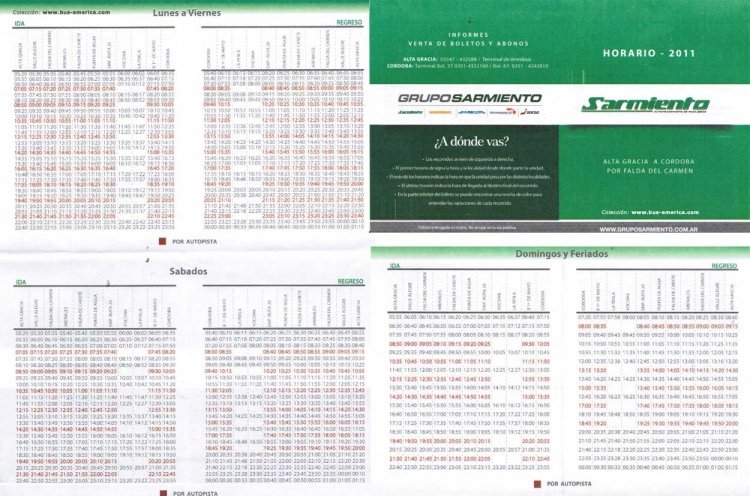 Sarmiento
Horarios 2011
