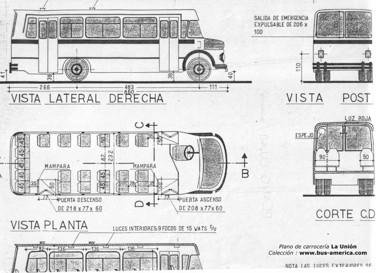 Mercedes-Benz LO 1114 - La Unión LU 48
Plano de carrocerías La Unión
presentado al M.O. y S.P.
