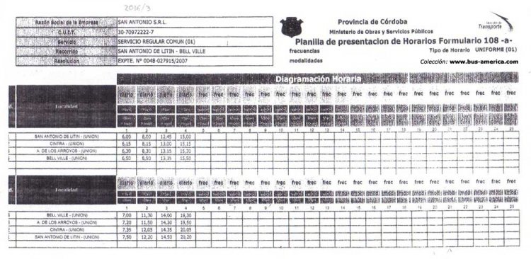 San Antonio
Horarios 2016
