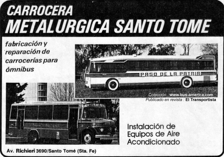 Carrocería Metalúrgica Santo Tomé
Anuncio de : Carrocería Metalúrgica Santo Tomé
Publicidad en revista El Transportista, Nº 138
[datos de derecha a izquierda]
