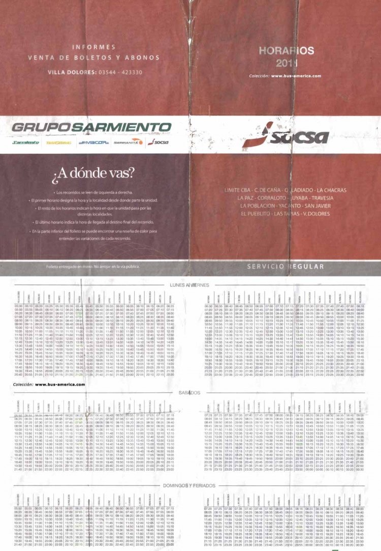 SOCSA
Horarios 2011

