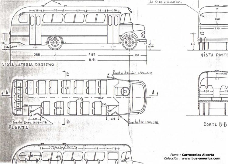 Mercedes-Benz LO 1112 & 1114 - Alcorta AL 525
Plano de carrocerías Alcorta
