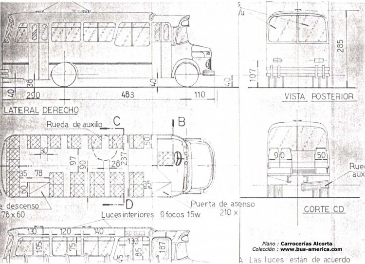 Mercedes-Benz LO 1114 - Alcorta AL 575
Plano de carrocerías Alcorta
