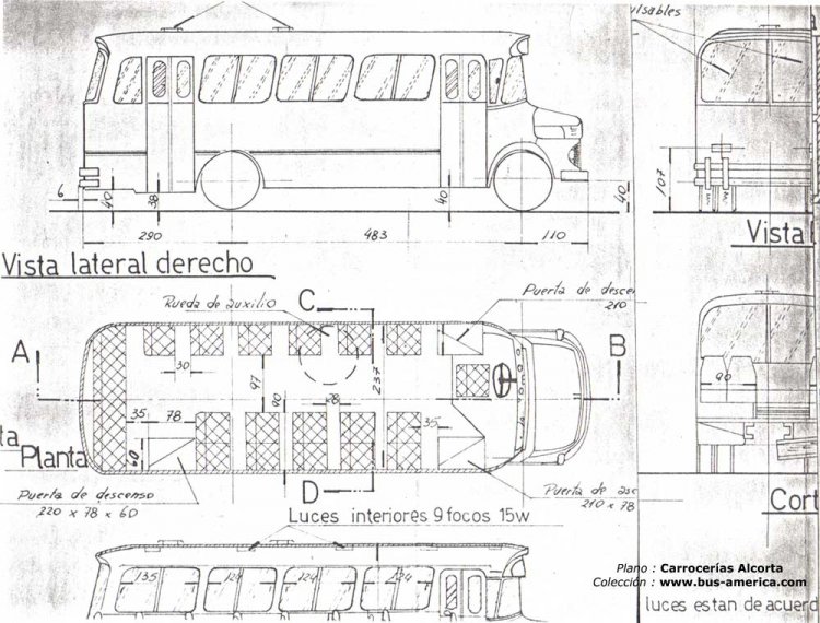 Mercedes-Benz LO 1114 - Alcorta AL 595
Plano de carrocerías Alcorta
