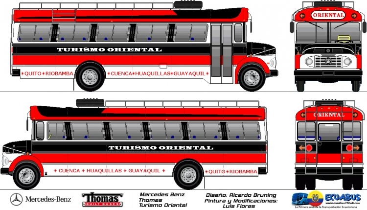 Turismo Oriental
Diseño base : Angelo Barbaguelatta
Retoques de diseño : Luis Flores
Pintura : Luis Flores
Publicado en : www.ecuabus.110mb.com
