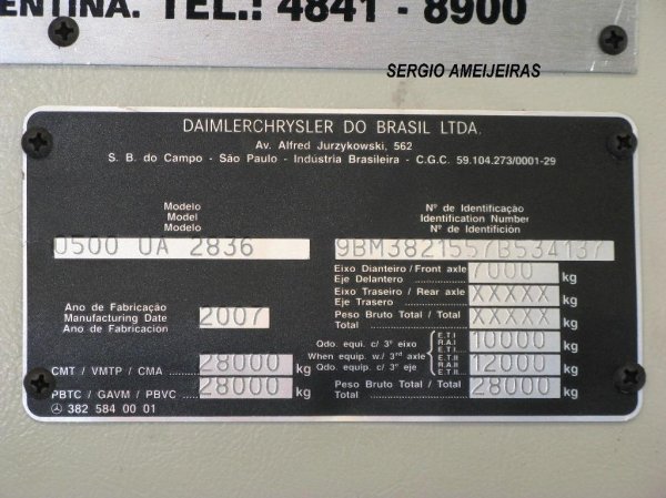 Placa de fabricaci�n de chasis Mercedes-Benz O 500 UA
Palabras clave: mercedes benz articulado O 500 UA 132 nuevos rumbos