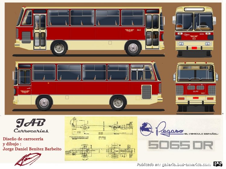 CARROCERÍA JAB URBANO 100U PEGASO 5065 DR
Diseño ficticio de la de mi autoria como si fuera de 1970 para el mercado Chileno 
Palabras clave: Benitezbus Pegaso Chile diseños