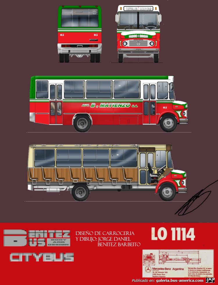BENITEZBUS CITYBUS 2 MB LO 1114/48 (1980)
Este lo subi hace tiempo pero un dibujo no muy bueno aca perfeccione el dibujo, se trata de un modelo ficticio de mi autoria modelo 1980 sobre el conocidisimo LO 1114. Lo que no es ficticio ademas del chasis es la empresa y la linea la cual fue la linea 7 de mendoza desde 1981 a 1991 luego paso a llamarse 70 y despues tras la quiebra de la empresa paso la emp gral roca con el grupo 5 a cubrir dichos recorridos 
Palabras clave: COLECTIVO LO1114 1114 MATIENZO MENDOZA CITYBUS