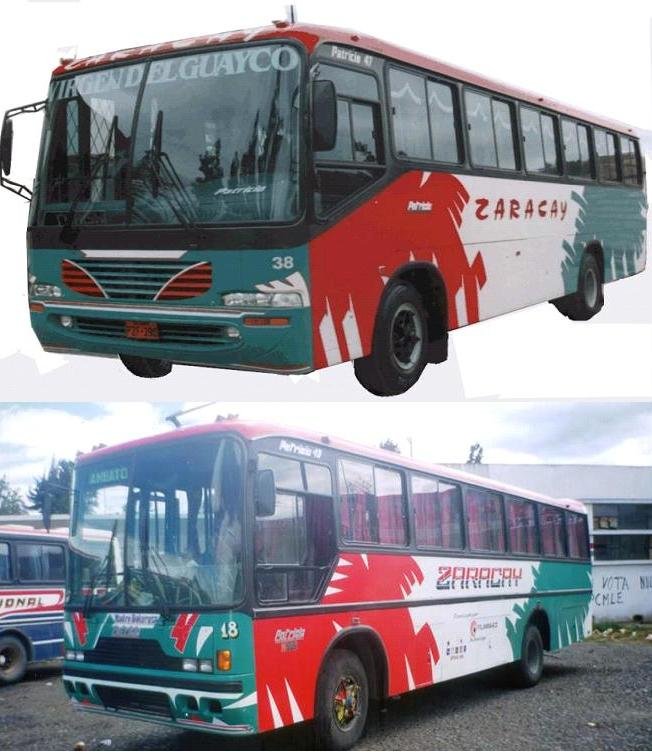 OTRA FOTO COMPARATIVA
DIFERENCIA ENTRE MODELOS PATRICIO 47 Y PATRICIO 43 DEL CARROCERO PATRICIO CEPEDA; IMAGENES BUS AMERICA Y ECUABUS
