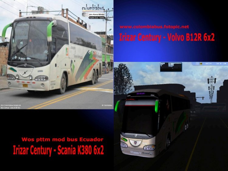 IRIZAR CENTURY 6X2 (para Ecuador) - Rutas de América
FUENTE DE IMAGENES: ARRIBACOLOMBIABUS.FOTOPIC.NET; ABAJO WOS PTTM MOD BUS ECUADOR
