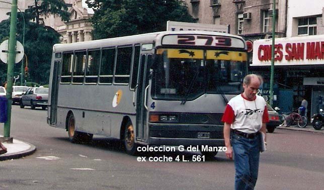 PRIMER COCHE TOTALMENTE PLATEADO SIN CU�A VERDE EN LA 273. ESTE COCHE FUE EL 4 DE LA 561 AMARILLA Y LUEGO PLATEADO EN LA UTE 506/561. OBSERVEN TODAVIA LAS LLANTAS AMARILLAS Y EL PARASOL DEL MISMO COLOR QUE HACEN REFERENCIA A LA CITADA 561
