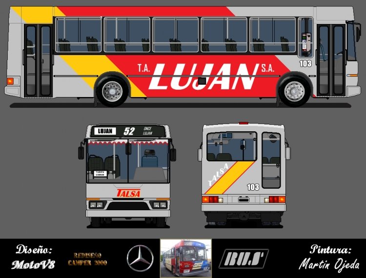Mercedes-Benz OF 1318 - BUS - T.A. LUJAN S.A. 
Línea 52 - Interno 103
Un Bus OF pintado con los colores de la Lujanera. 
Palabras clave: Luján Once Linea 52