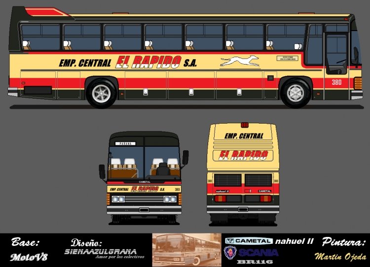 Scania BR 116 - Cametal - Emp. Central El Rapido - Dibujo
Cametal Nahuel con los colores de la vieja ECER.
Palabras clave: Central El Rapido