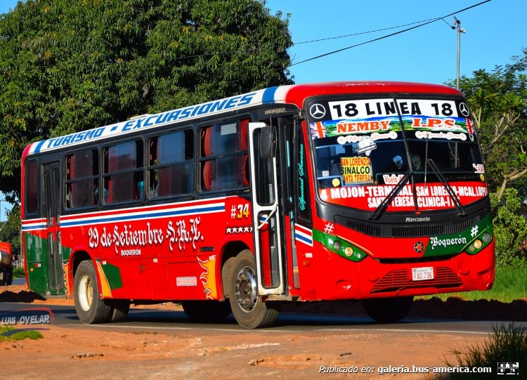 Mercedes-Benz OF 1418 - Marcopolo Senior Midi (en Paraguay) - 29 de Setiembre
        FAD 736
     Linea 18 (Asunción), unidad 34
Palabras clave: MARCOPOLO SENIOR 18