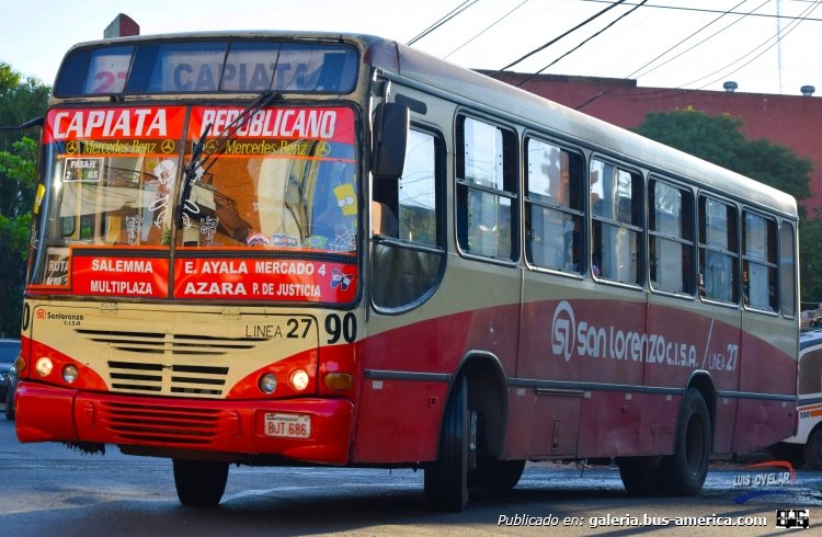 Mercedes-Benz OF 1417 - Marcopolo Torino (en Paraguay) - San Lorenzo C.I.S.A.
         BJT 686
     Linea 27 (Capiatá), unidad 90
Palabras clave: TORINO 27 Capiatá