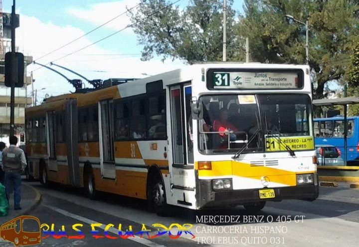 MERCEDES-BENZ O 405 GT - CARROCERIA HISPANO (EN ECUADOR) - Trolebus de Quito
PME139
TROLEBUS EN LA CIUDAD DE QUITO 
031
Palabras clave: MERCEDES BENZ O 405 GT CARROCERIA HISPANO (EN ECUADOR)