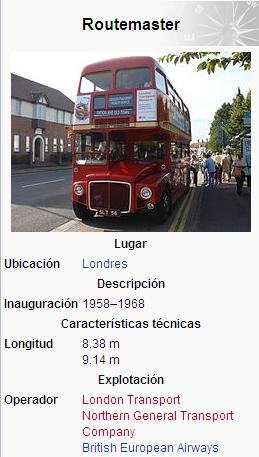 ROUTEMASTER
IMAGEN EXTRAIDA DE : http://es.wikipedia.org/wiki/Routemaster
Palabras clave: ROUTEMASTER