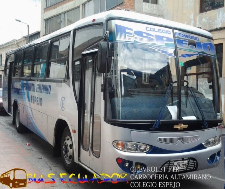 Chevrolet Isuzu FTR Carroceria Altamirano
PKU195
Bus Colegio Espejo 
QUITO
Palabras clave: Chevrolet Isuzu FTR Carroceria Altamirano