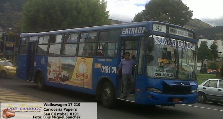 Wolkswagen Of 17 210 Carroceria Paper´s
Bus Tipo de Quito
Coop San Cristobal

Palabras clave: Wolkswagen Of 17 210 Carroceria Paper´s