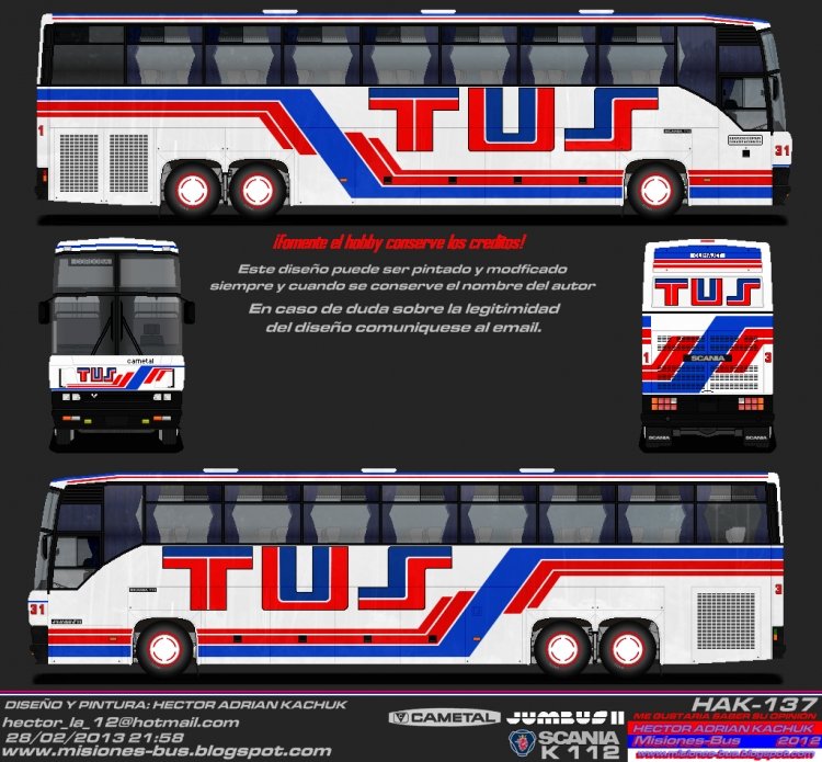  TUS 31
TUS 31 Cametal Jumbus II PA Scania K112
Palabras clave: TUS 31 Cametal Jumbus II PA Scania K112