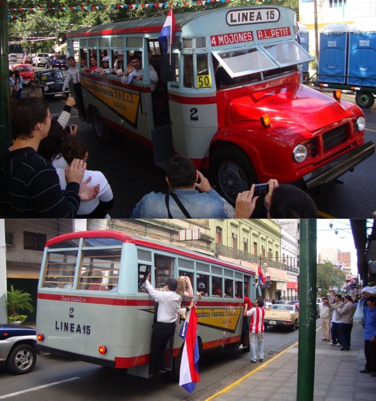 Bedford JCL6 , modelo 1964 , (de Inglaterra) Antiguo bus asunceno de la Linea 15 - Automotores Guarani
Bus con carroceria de madera
