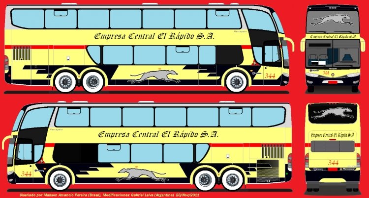 Marcopolo G6 (imaginario para Argentina) -Se Imaginan Algo Así?
MARCOPOLO PARADISO 1800DD G6 CON EL CORTE DE TATA-ECER.
DISEÑADO POR MAILSON AMANCIO PEREIRA Y MODIFICADO POR MI.
Palabras clave: TATA EMPRESA CENTRAL EL RAPIDO MARCOPOLO PARADISO DD 1800 G6 SCANIA