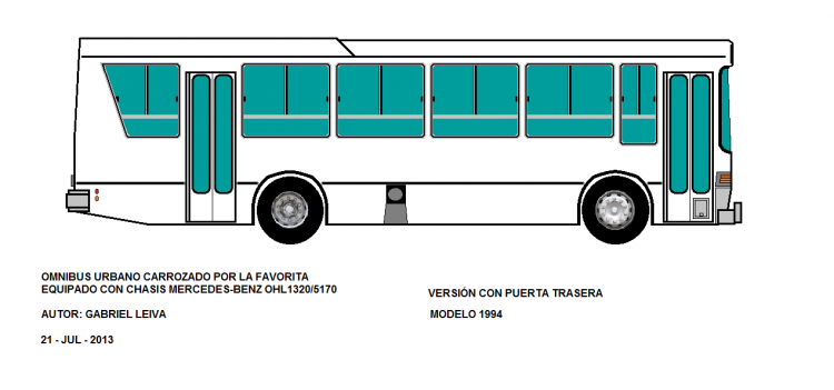 Mercedes-Benz OHL 1320  - La Favorita
VERSIÓN CON PUERTA TRASERA
DIBUJO DE MI AUTORÍA
Palabras clave: FAVORITA MERCEDES BENZ OHL 1320