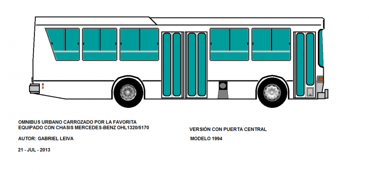 Mercedes-Benz OHL 1320 - La Favorita 
VERSIÓN CON PUERTA CENTRAL
DIBUJO DE MI AUTORÍA
Palabras clave: FAVORITA MERCEDES BENZ OHL 1320