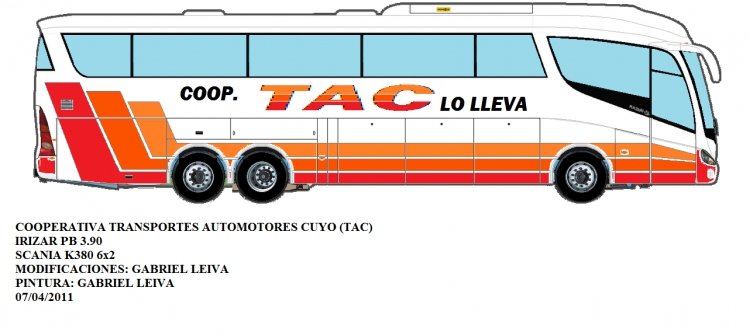 IRIZAR PB
IRIZAR PB PARA COOPERATIVA TAC (MENDOZA)
(Diseño grafico no desarrollado por Irizar) 
Palabras clave: IRIZAR PB SCANIA COOP TAC K K420