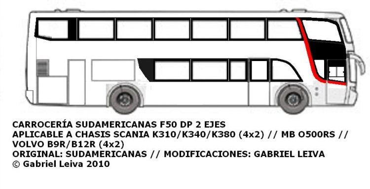 SUDAMERICANAS F50 DP 2 EJES
VERSIÓN CREADA POR MI , REVIVIENDO A UNOS POCOS IMECA F50 DP VOLVO B7R DE 2 EJES UTILIZADOS EN PLUSMAR
Palabras clave: SUDAMERICANAS  SCANIA   F50   MERCEDES BENZ  VOLVO DP
